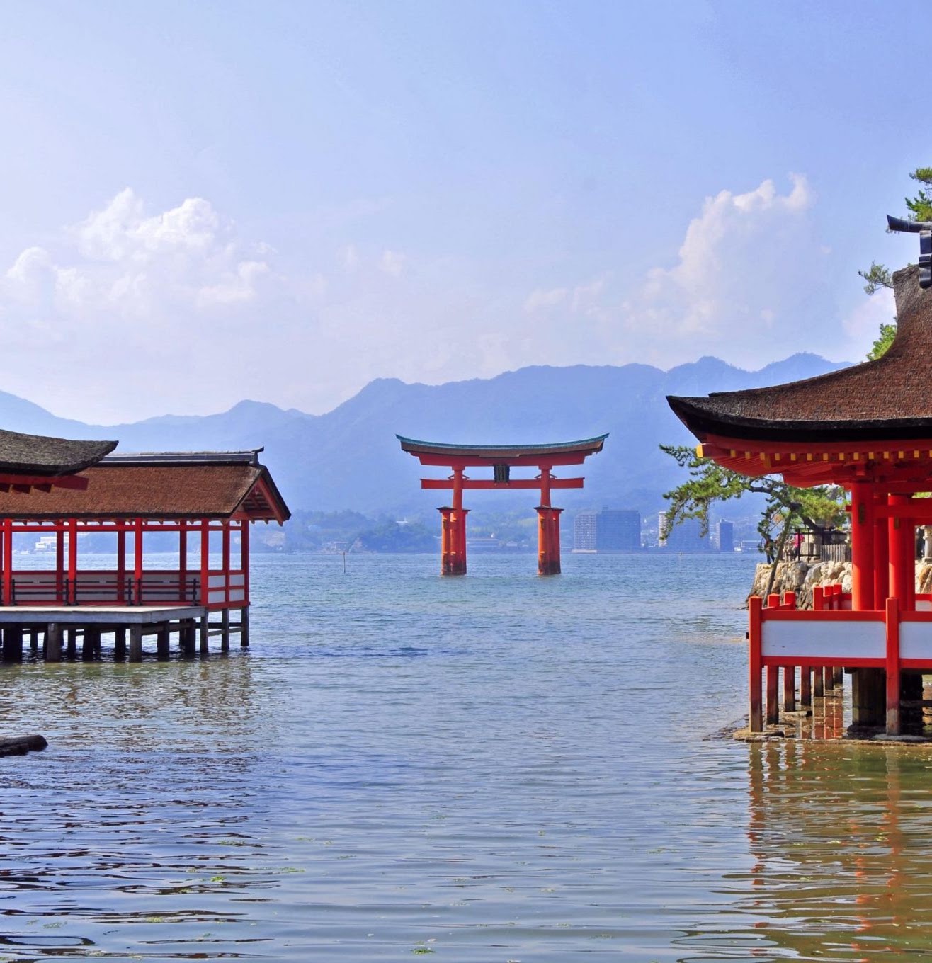 The floating torii gate of Itsukushima Shrine on Miyajima island, Hiroshima, in the Setouchi region of Japan